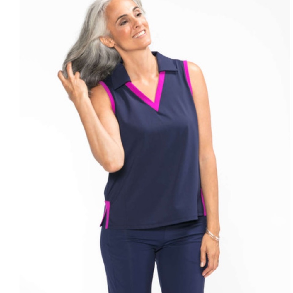 Kinona Navy and Pink Sleeveless Top